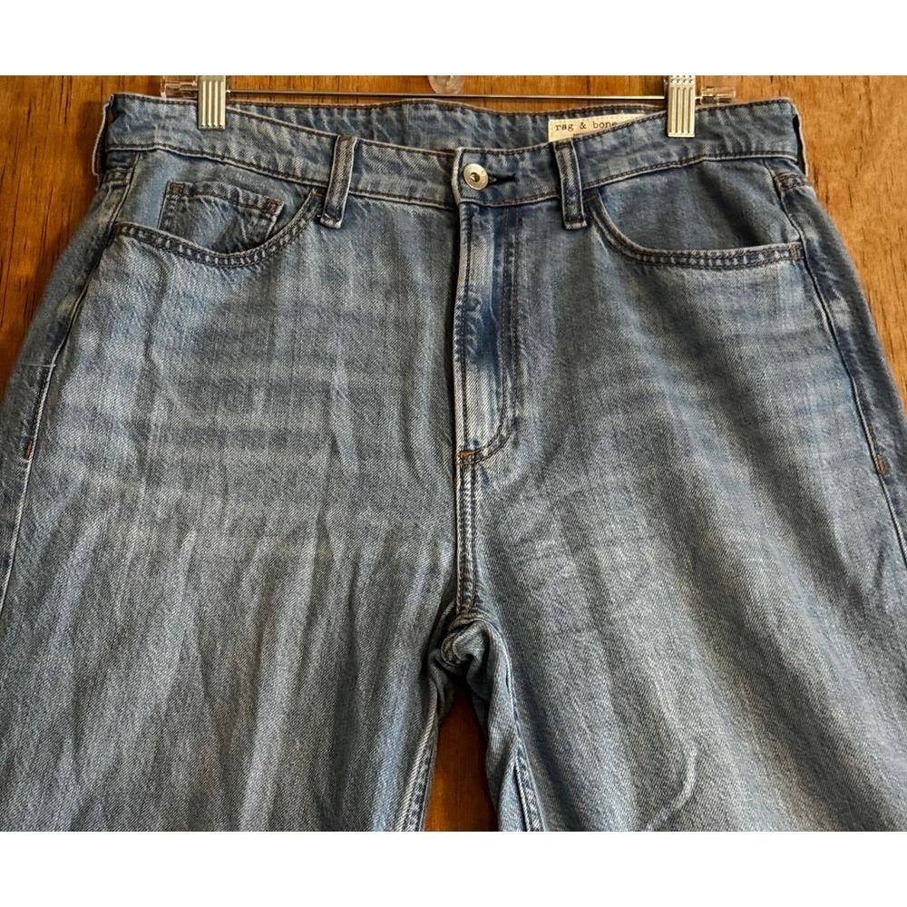 Rag & Bone Lori Mid-Rise Crop Wide Leg Jeans 28 Light Wash Blue Denim Pants - Picture 2 of 11